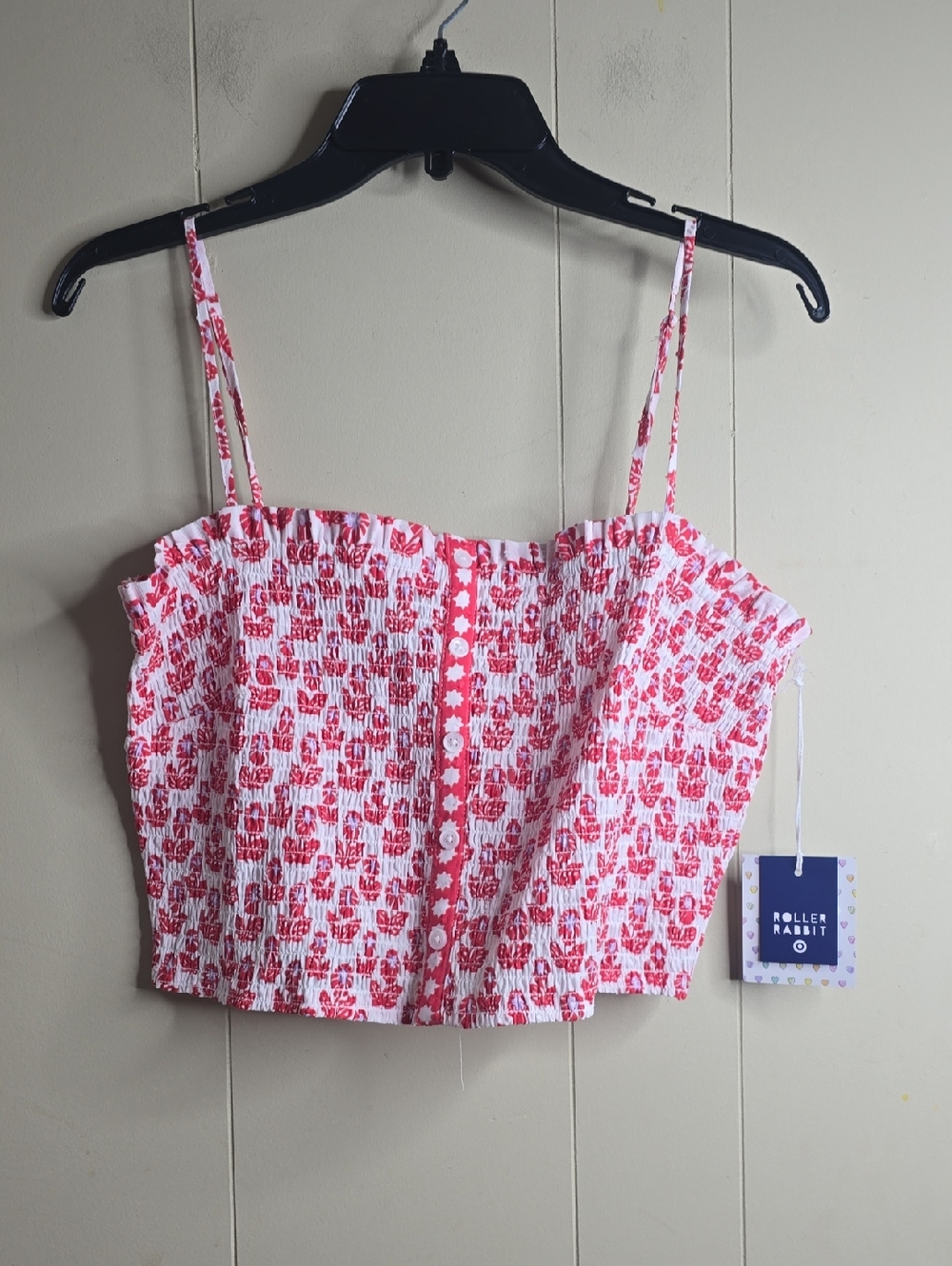 Roller Rabbit x Target Women's Floral Smocked Peplum Tank Top Red - Picture 3 of 7